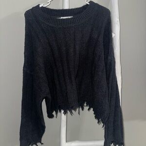 Double Zero Black Distressed Sweater